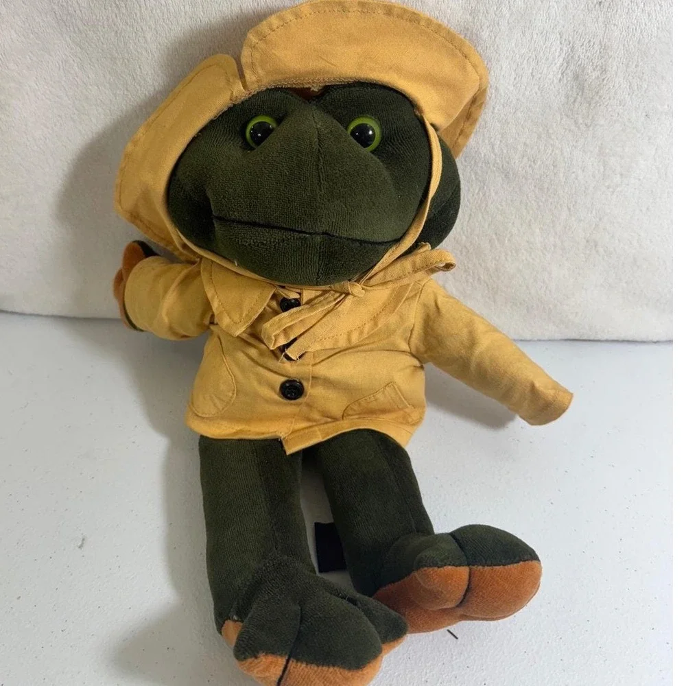 VTG‎ 90s Boyd's Bear Bearwear Frog Plush Raincoat Yellow Green Stuffed Animal